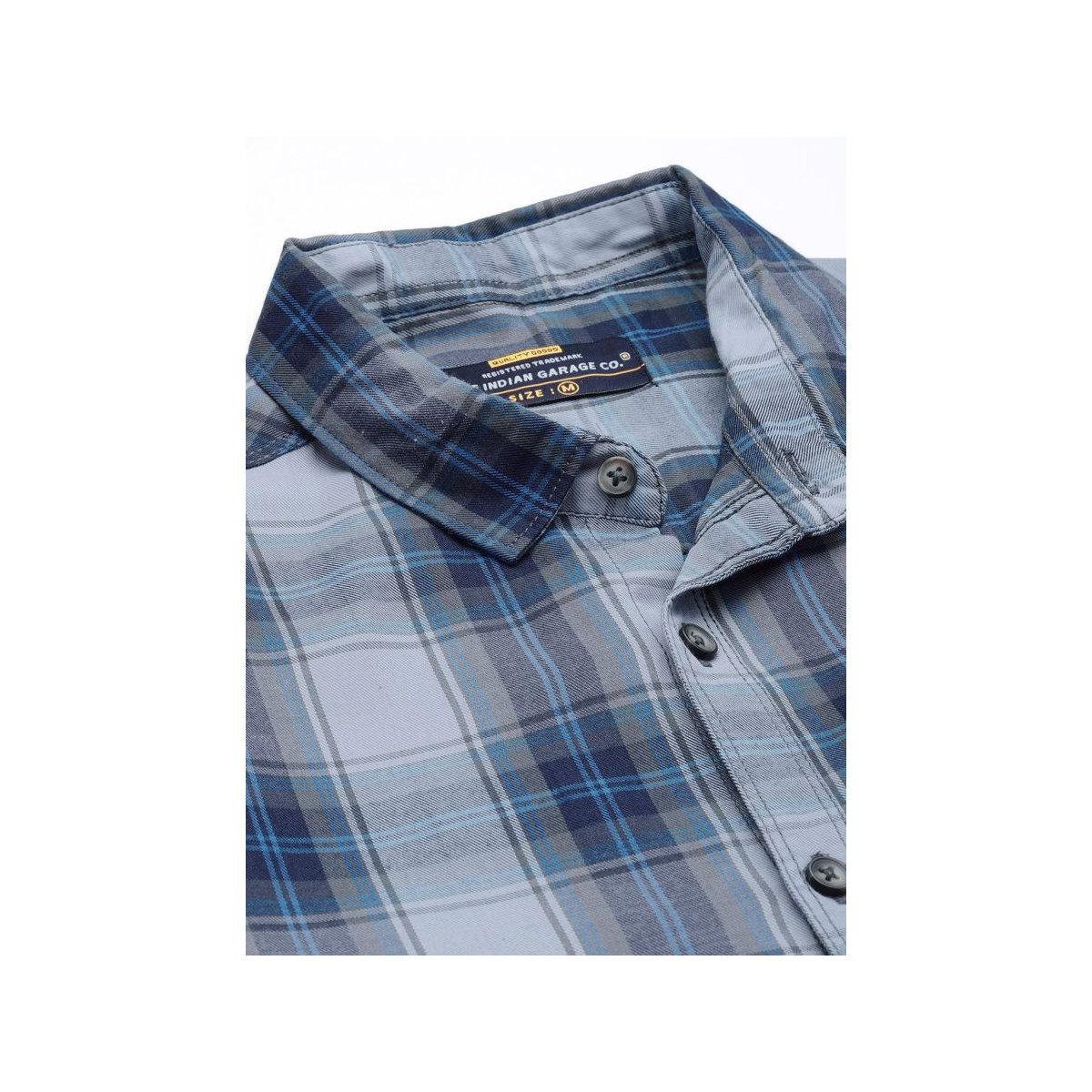 The Indian Garage Co X Styli Men Blue Regular Fit Checked Casual Shirt-men-clothing-shirts-image-2