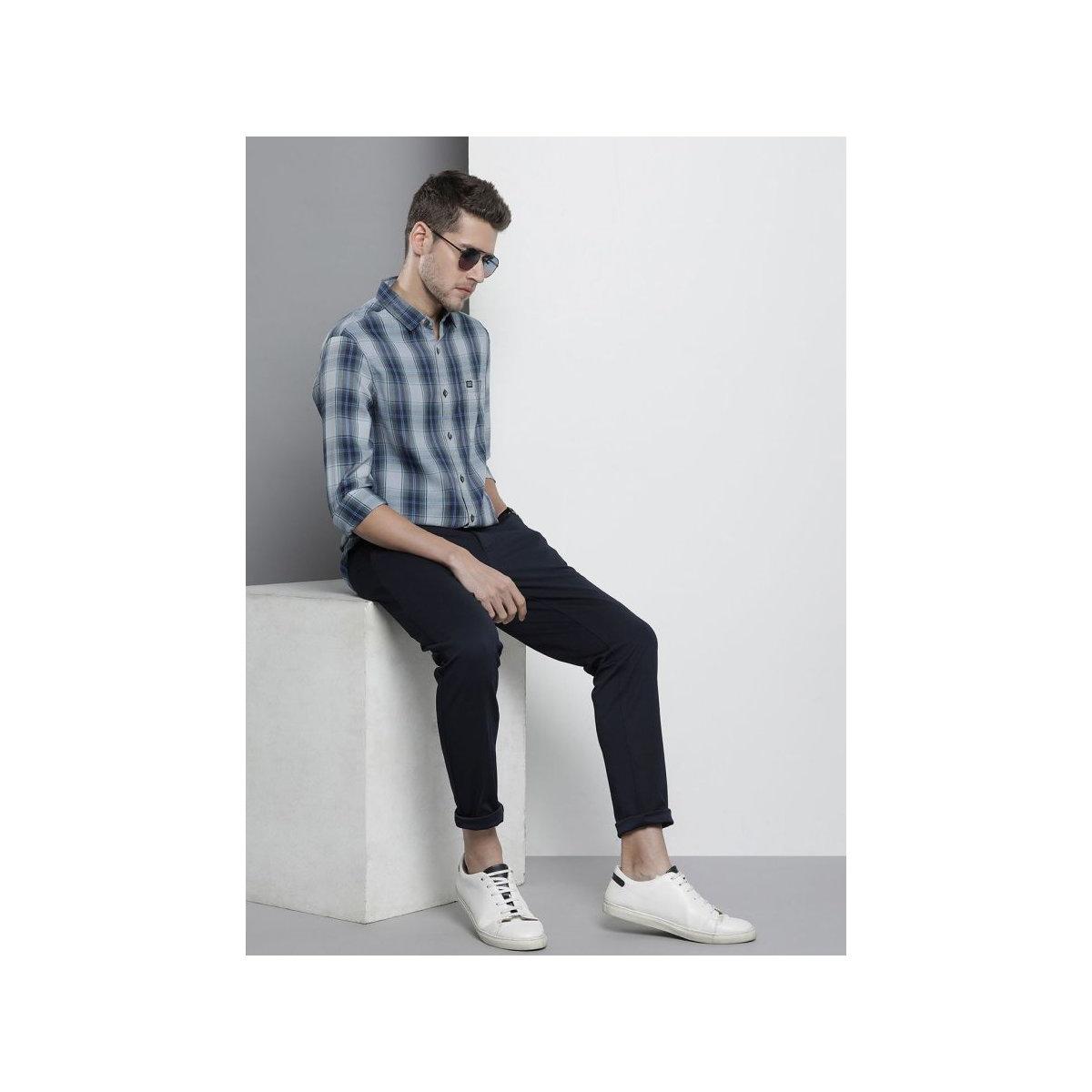 The Indian Garage Co X Styli Men Blue Regular Fit Checked Casual Shirt-men-clothing-shirts-image-5