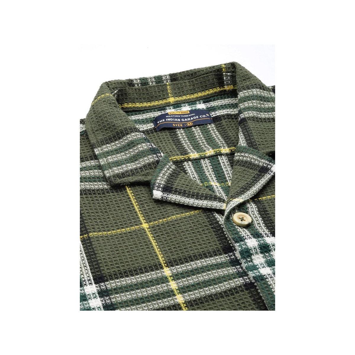 The Indian Garage Co X Styli Men Green Relaxed Fit Checked Casual Shirt-men-clothing-shirts-image-2