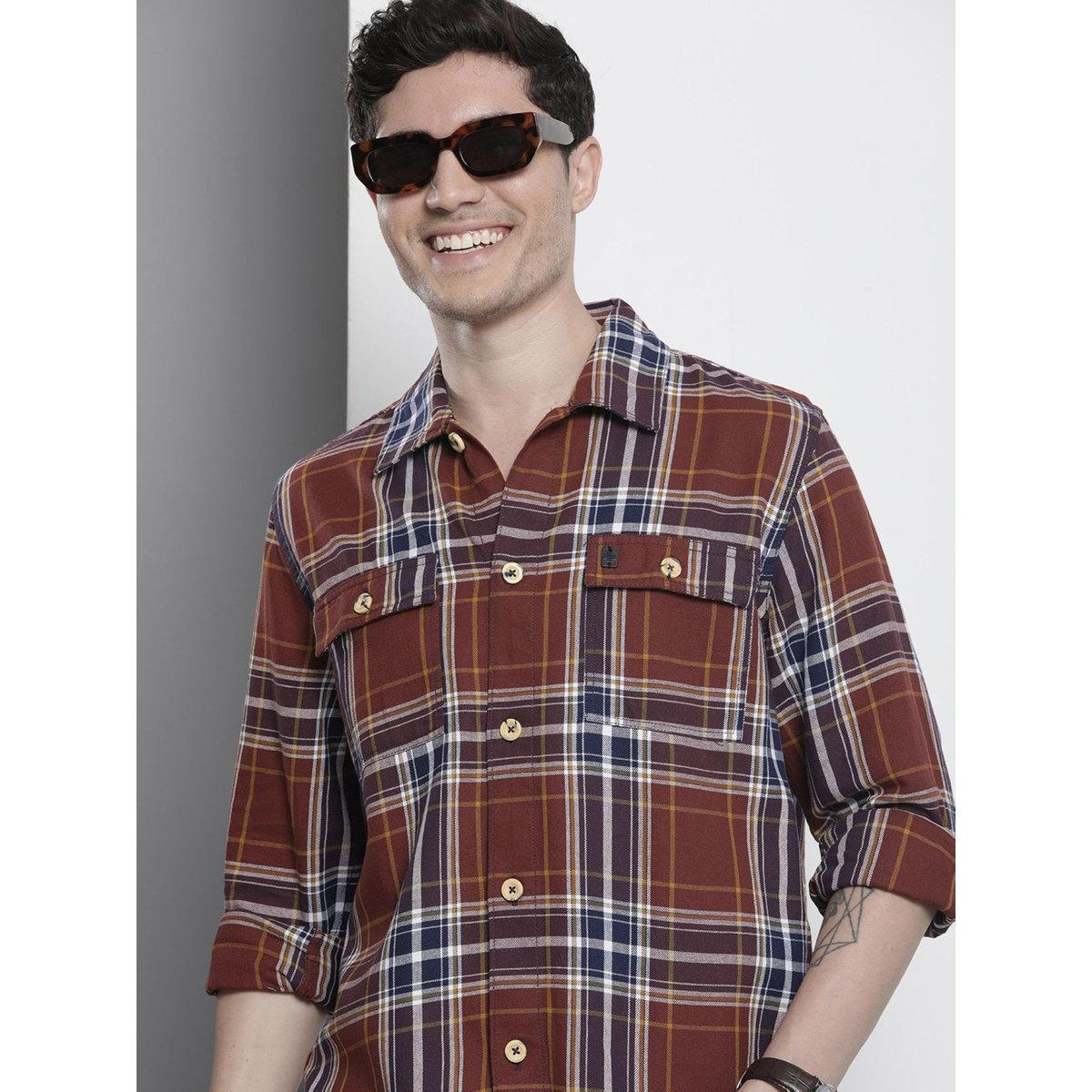 The Indian Garage Co X Styli Men Red Checked Spread Collar Shirt-men-clothing-shirts-image-1