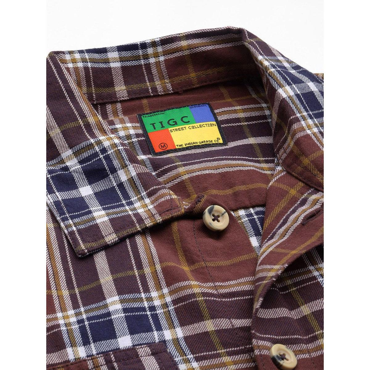 The Indian Garage Co X Styli Men Red Checked Spread Collar Shirt-men-clothing-shirts-image-2
