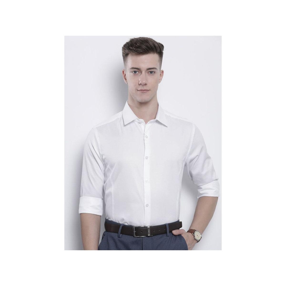 The Indian Garage Co X Styli Men White Slim Fit Solid Formal Shirt-men-clothing-shirts-image-4