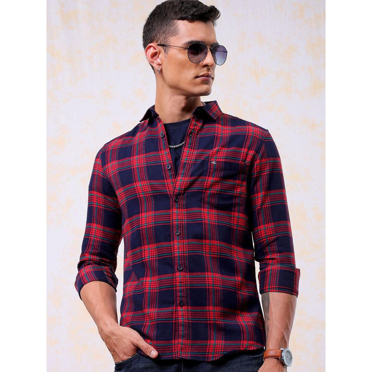 The Indian Garage Co X Styli Men Red Checked Flannel Shirt-men-clothing-shirts-image-1
