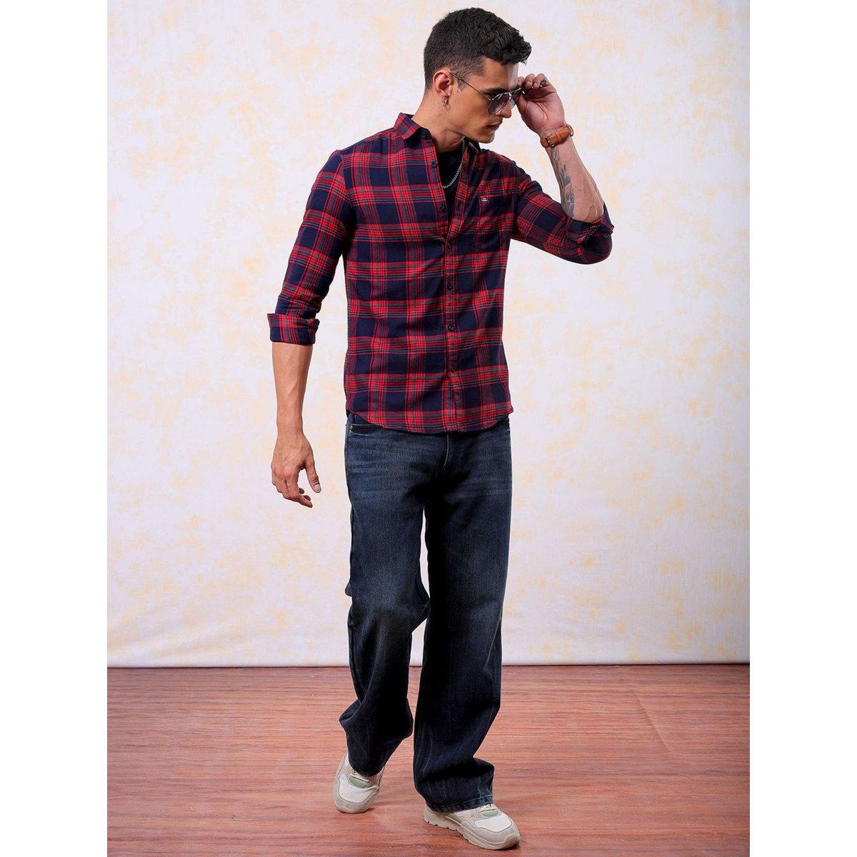 The Indian Garage Co X Styli Men Red Checked Flannel Shirt-men-clothing-shirts-image-4