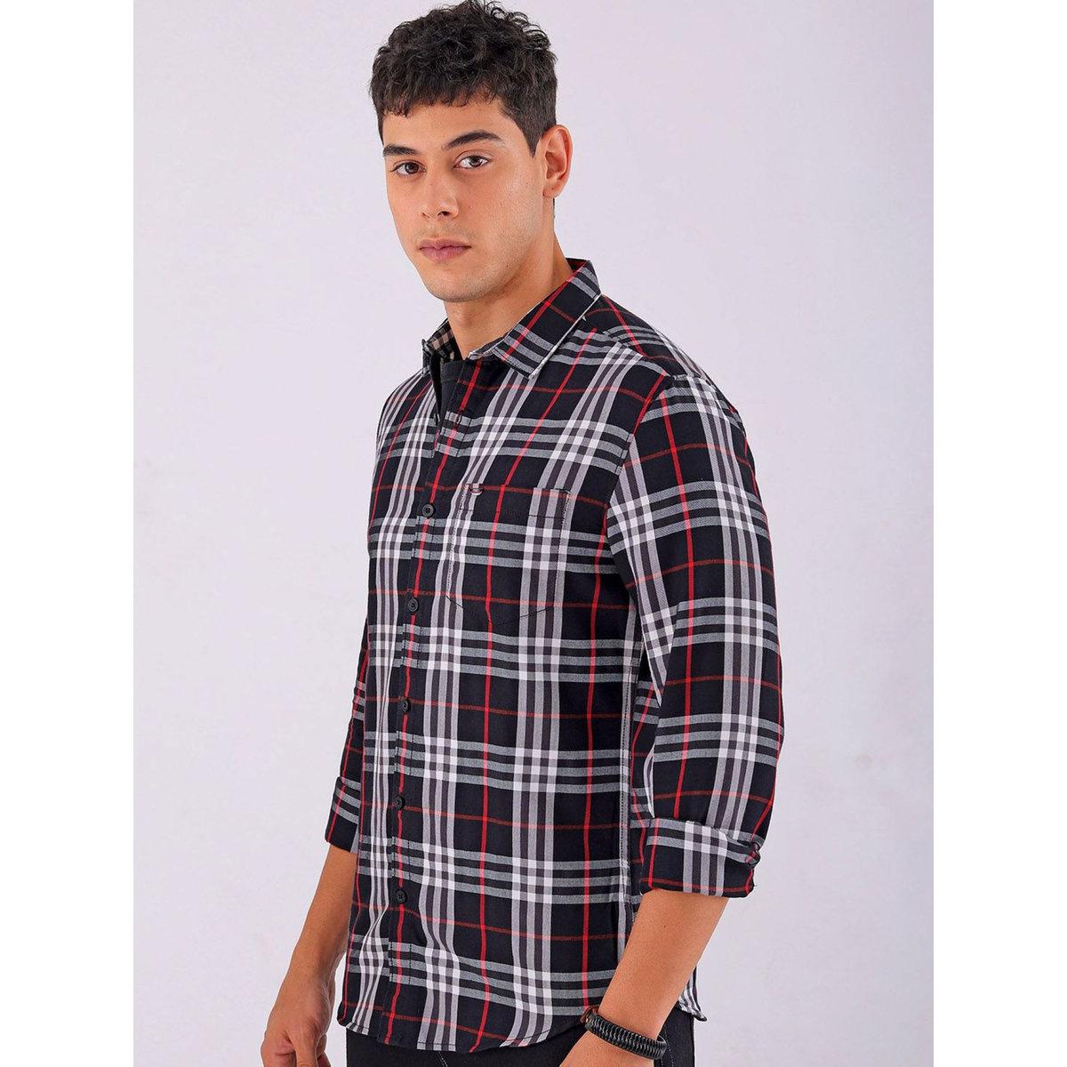 The Indian Garage Co X Styli Men Black Checked Spread Collar Shirt-men-clothing-shirts-image-5