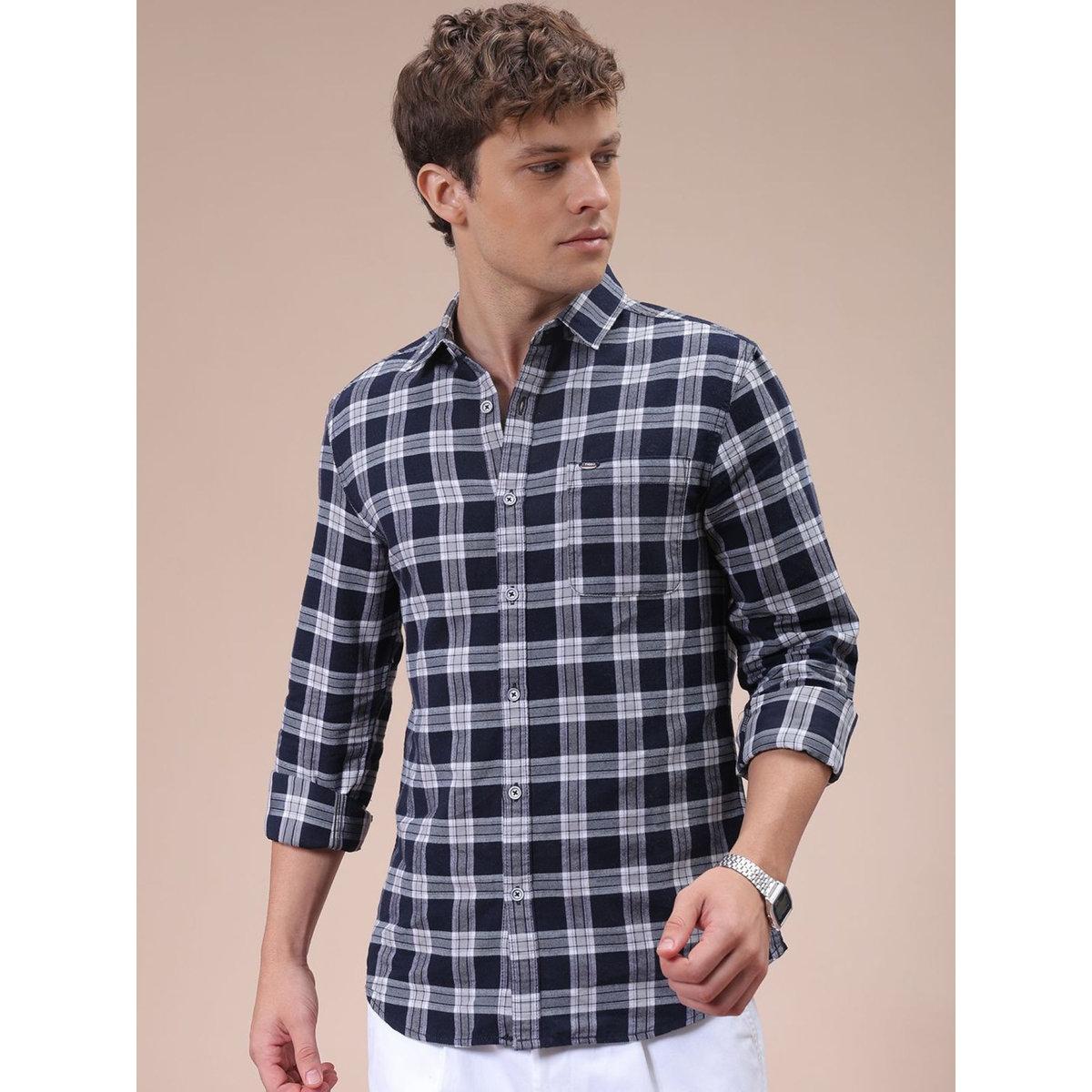 قميص بطبعة مربعات وقصة سليم فيت-men-clothing-shirts-image-1
