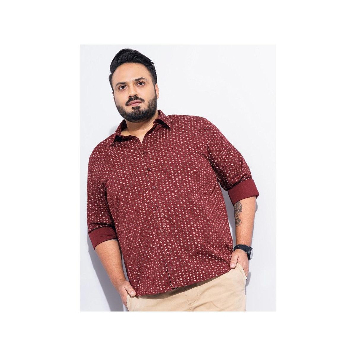The Indian Garage Co X Styli Plus Men Red Regular Fit Printed Casual Shirt-men-clothing-tshirtsandpolos-tshirts-image-1