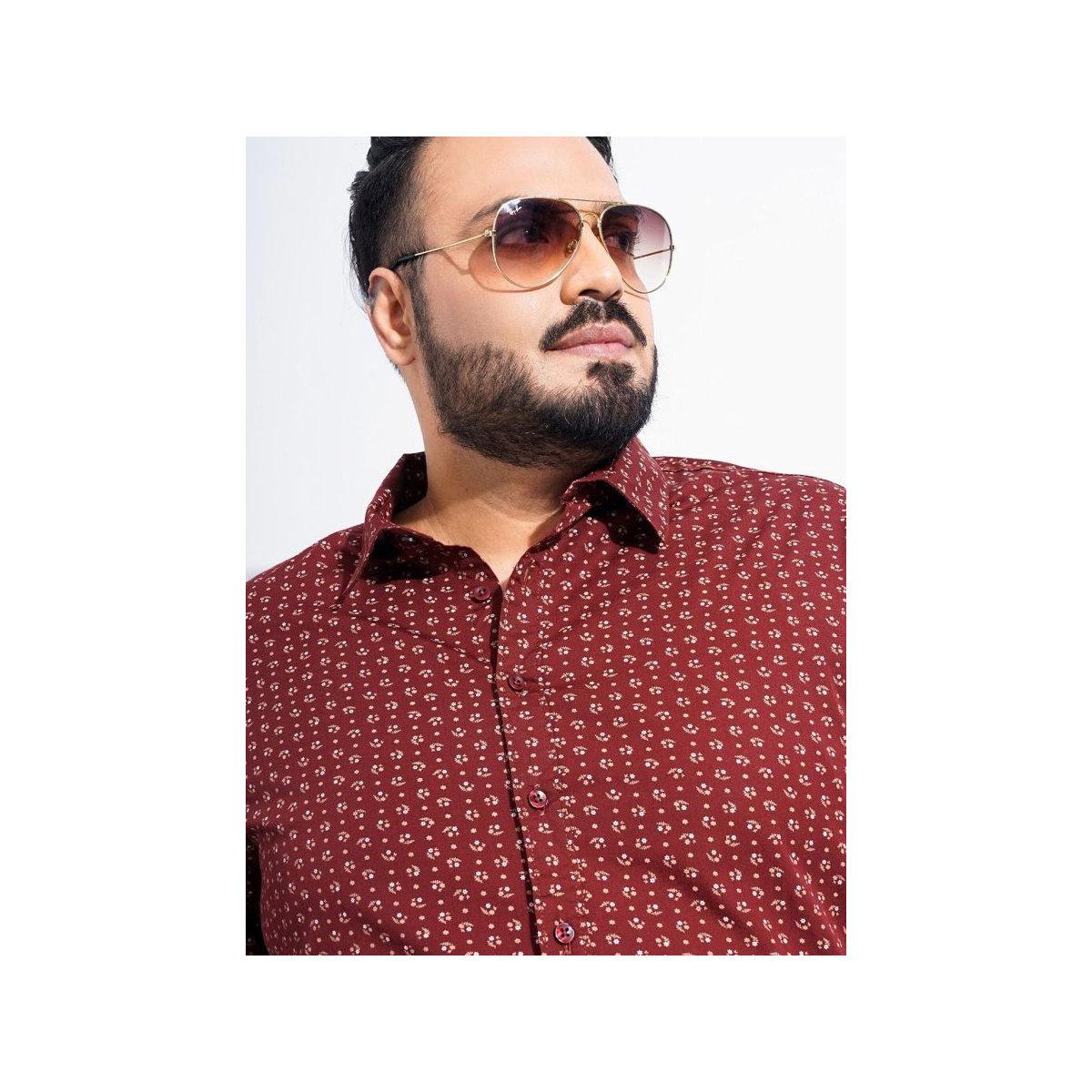 The Indian Garage Co X Styli Plus Men Red Regular Fit Printed Casual Shirt-men-clothing-tshirtsandpolos-tshirts-image-2