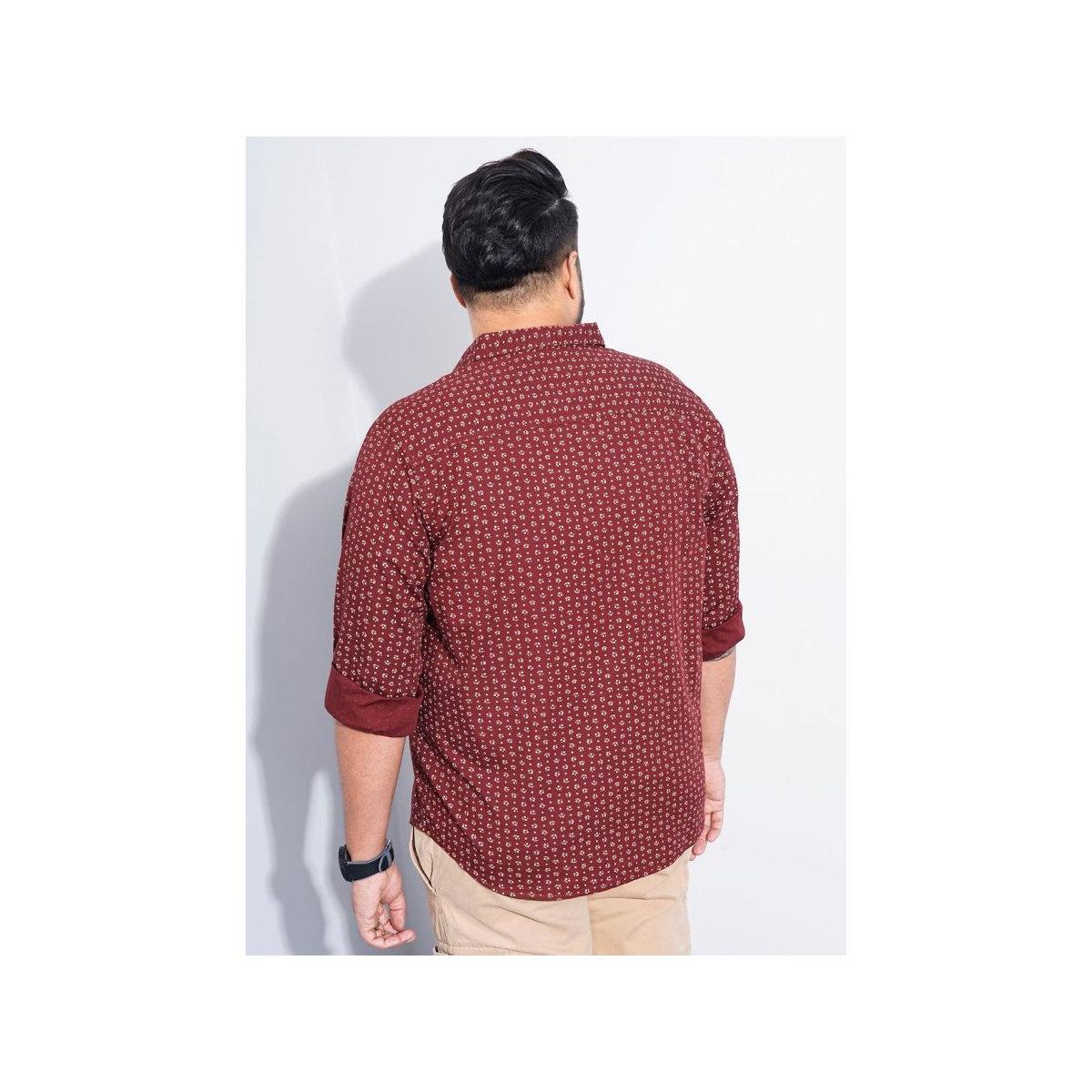 The Indian Garage Co X Styli Plus Men Red Regular Fit Printed Casual Shirt-men-clothing-tshirtsandpolos-tshirts-image-3