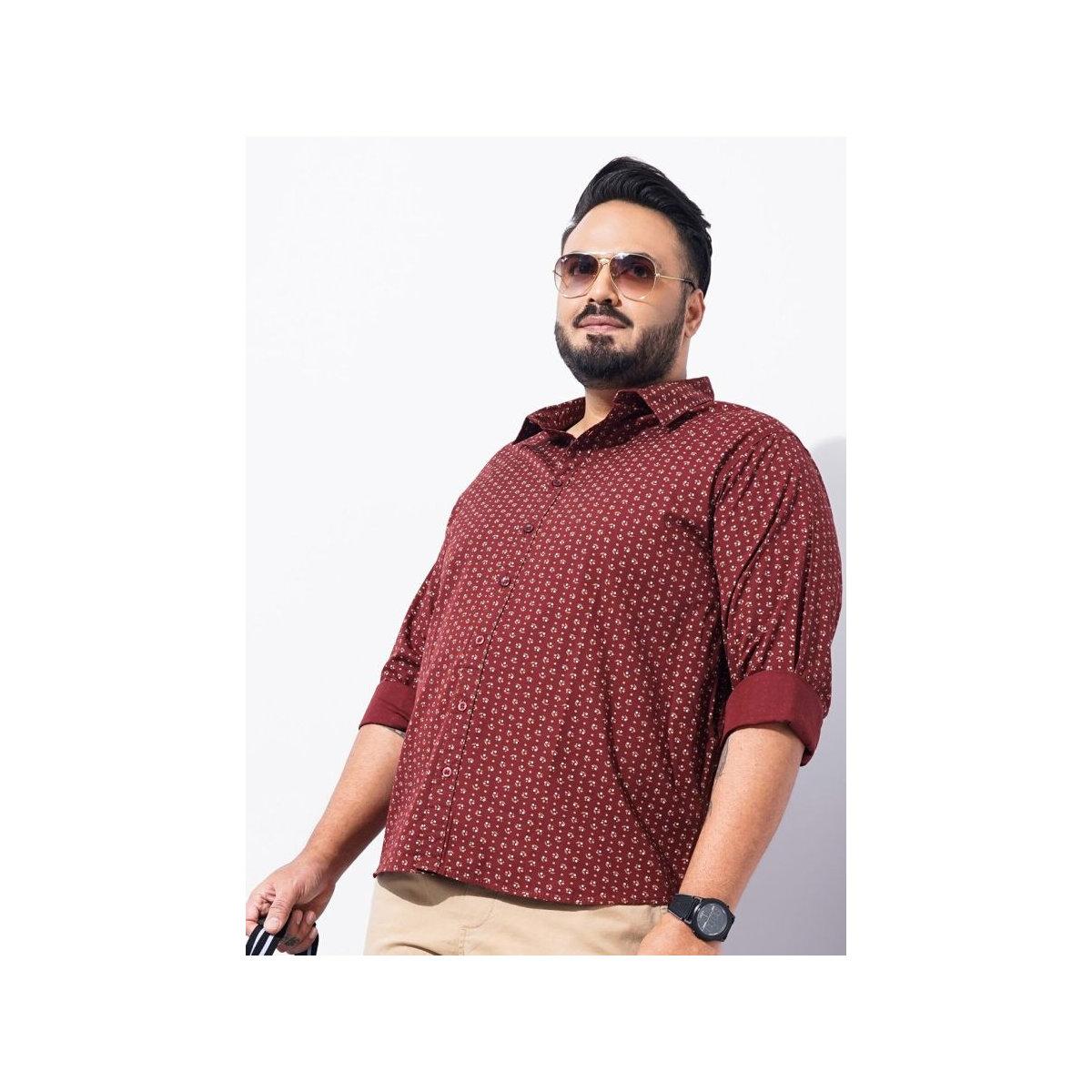 The Indian Garage Co X Styli Plus Men Red Regular Fit Printed Casual Shirt-men-clothing-tshirtsandpolos-tshirts-image-4