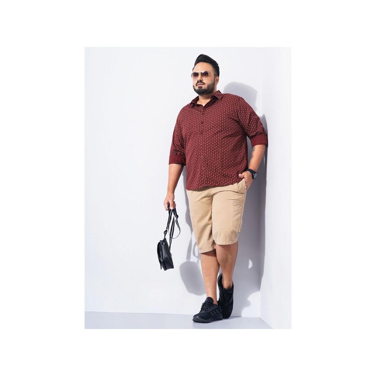 The Indian Garage Co X Styli Plus Men Red Regular Fit Printed Casual Shirt-men-clothing-tshirtsandpolos-tshirts-image-5