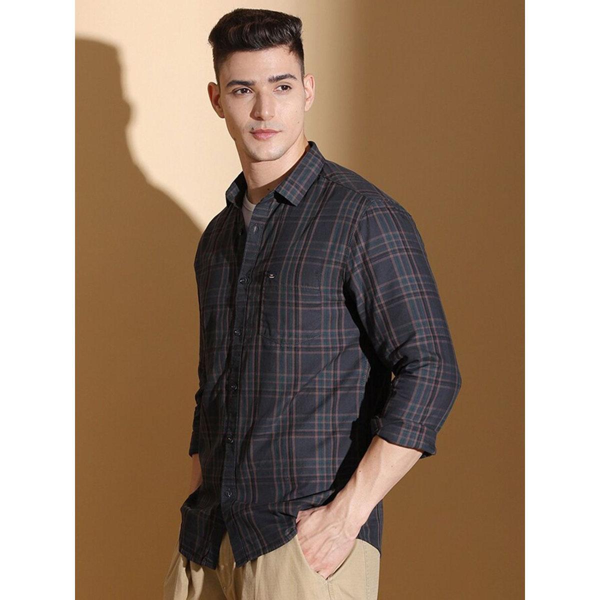 قميص بطبعة مربعات وقصة سليم فيت-men-clothing-shirts-image-3