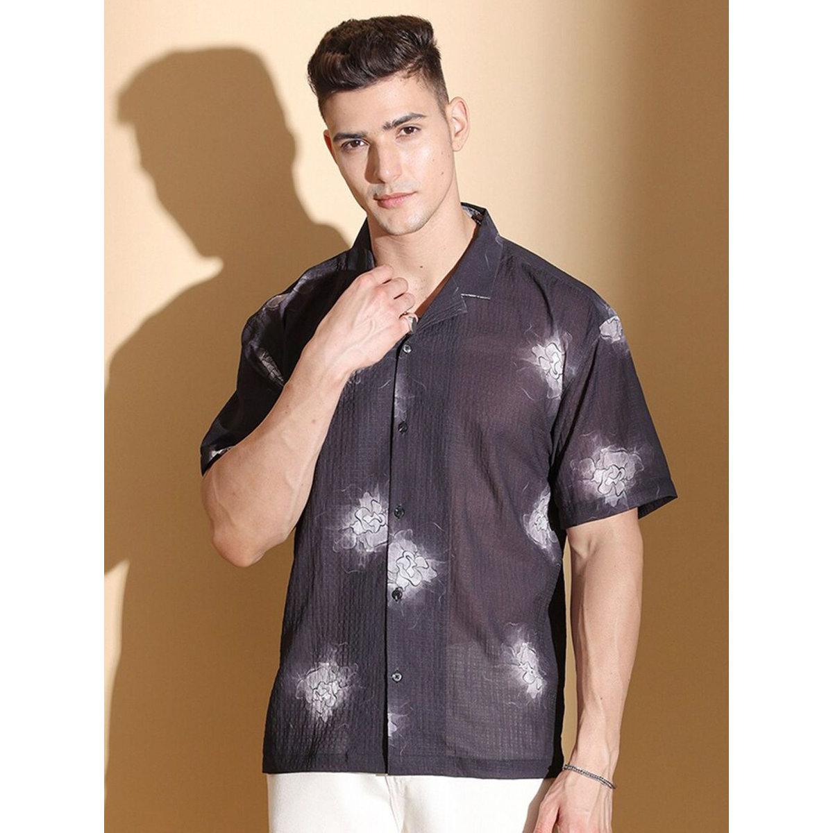 The Indian Garage Co X Styli Men Black Relaxed Fit Resortwear Shirt-men-clothing-shirts-image-1