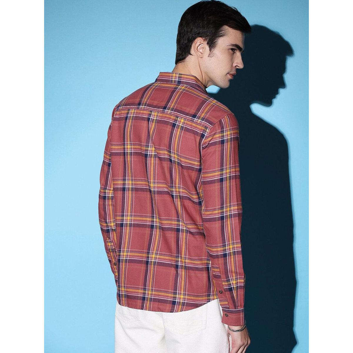 The Indian Garage Co X Styli Men Rust Slim Fit Checked Casual Shirt-men-clothing-shirts-image-5