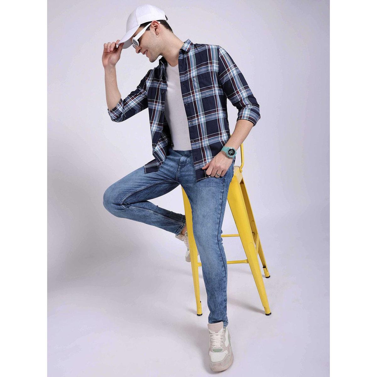 قميص بقصة سليم فيت وطبعة مربعات-men-clothing-shirts-image-4