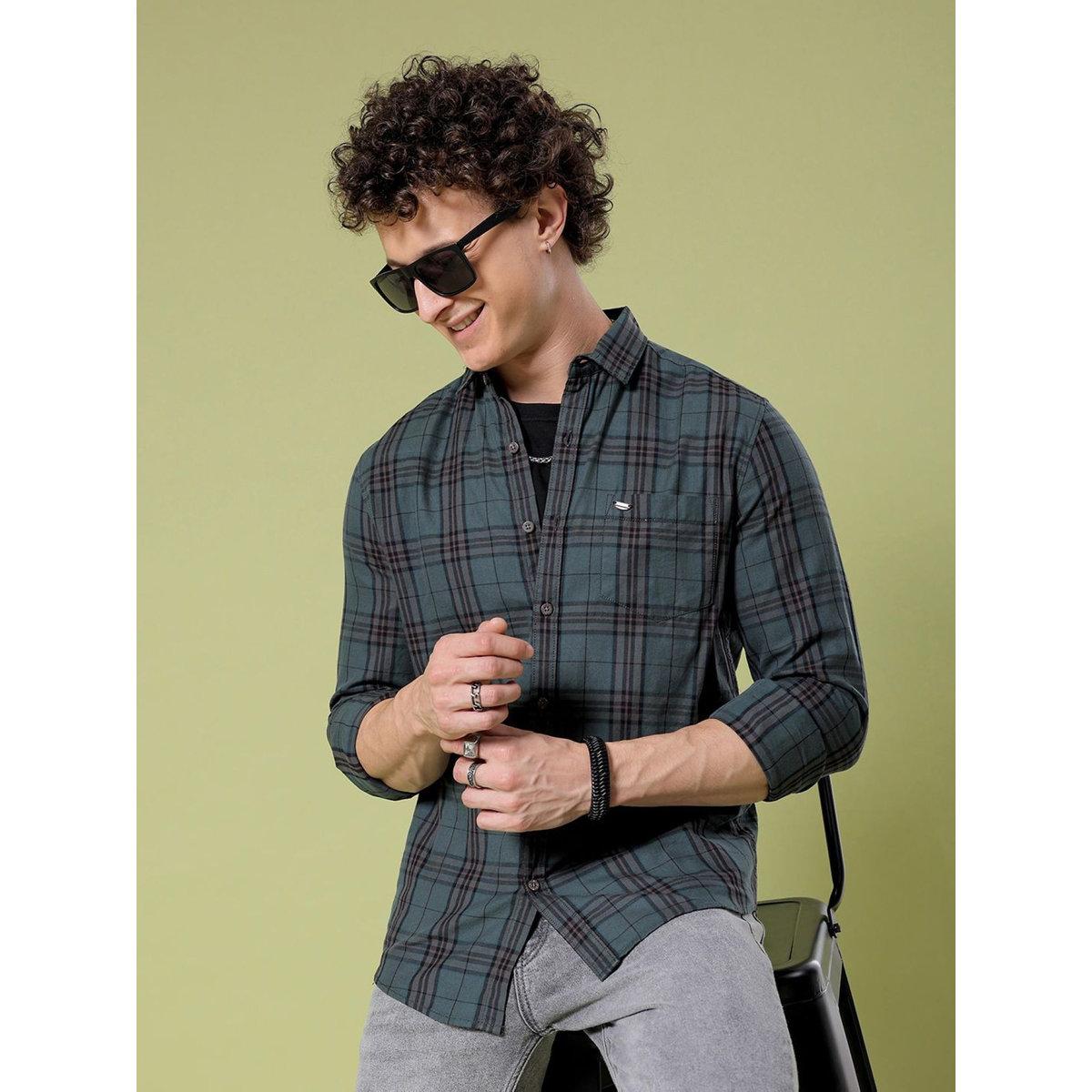 قميص بقصة سليم فيت وطبعة مربعات-men-clothing-shirts-image-1
