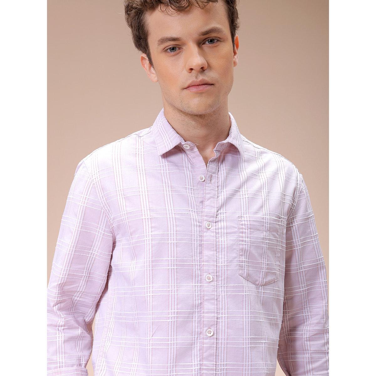 The Indian Garage Co X Styli Men Pink Slim Fit Checked Casual Shirt-men-clothing-shirts-image-1