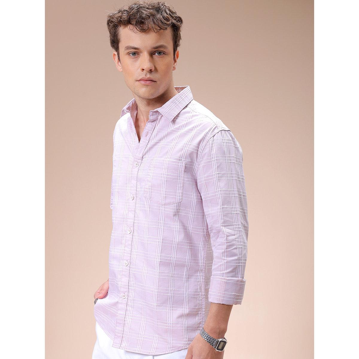 The Indian Garage Co X Styli Men Pink Slim Fit Checked Casual Shirt-men-clothing-shirts-image-2