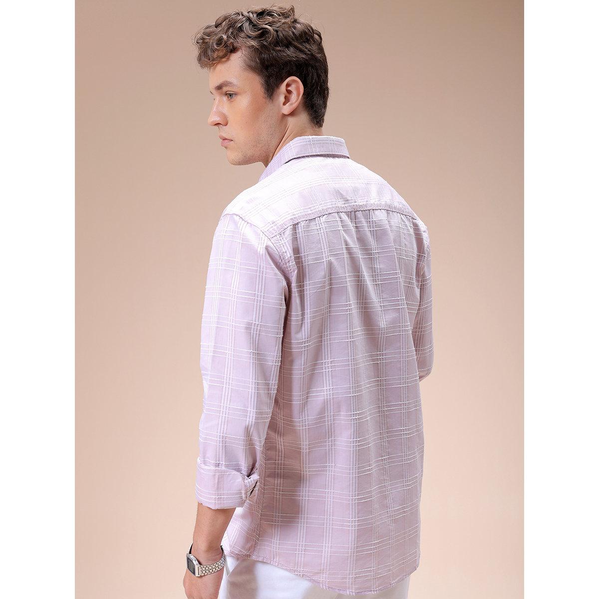 The Indian Garage Co X Styli Men Pink Slim Fit Checked Casual Shirt-men-clothing-shirts-image-3