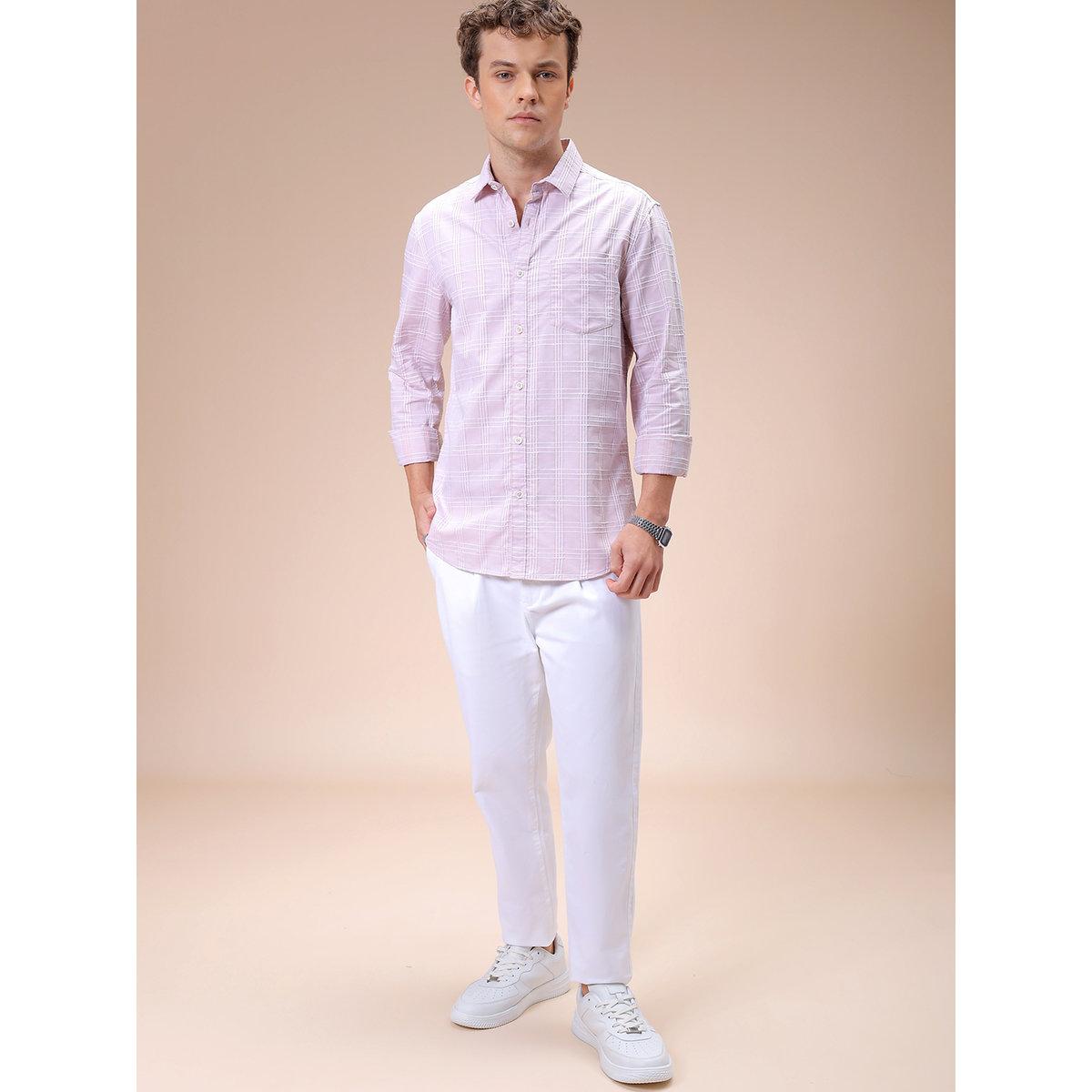 The Indian Garage Co X Styli Men Pink Slim Fit Checked Casual Shirt-men-clothing-shirts-image-5