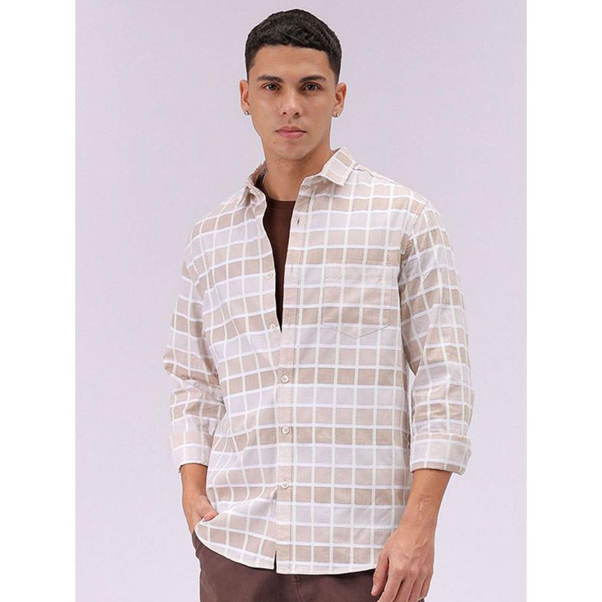 قميص بقصة سليم فيت وطبعة مربعات-men-clothing-shirts-image-2