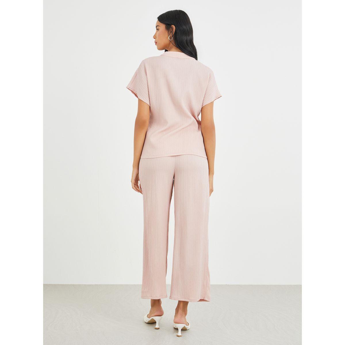 Styli Solid Extended Sleeves Top and Wide Leg Pants Co-Ords-women-clothing-coordsets-image-5