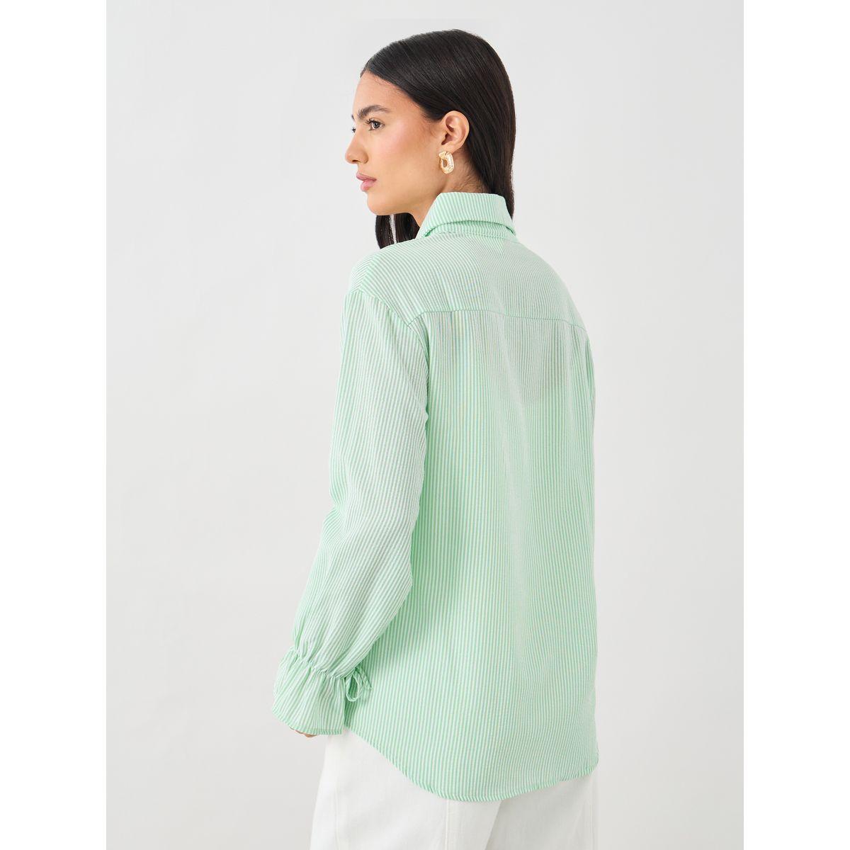 بلوزة مخططة بتفاصيل بارزة الملمس مع أزرار-women-clothing-shirtsandblouses-shirts-image-6