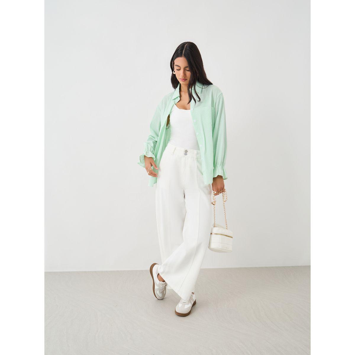 بلوزة مخططة بتفاصيل بارزة الملمس مع أزرار-women-clothing-shirtsandblouses-shirts-image-7
