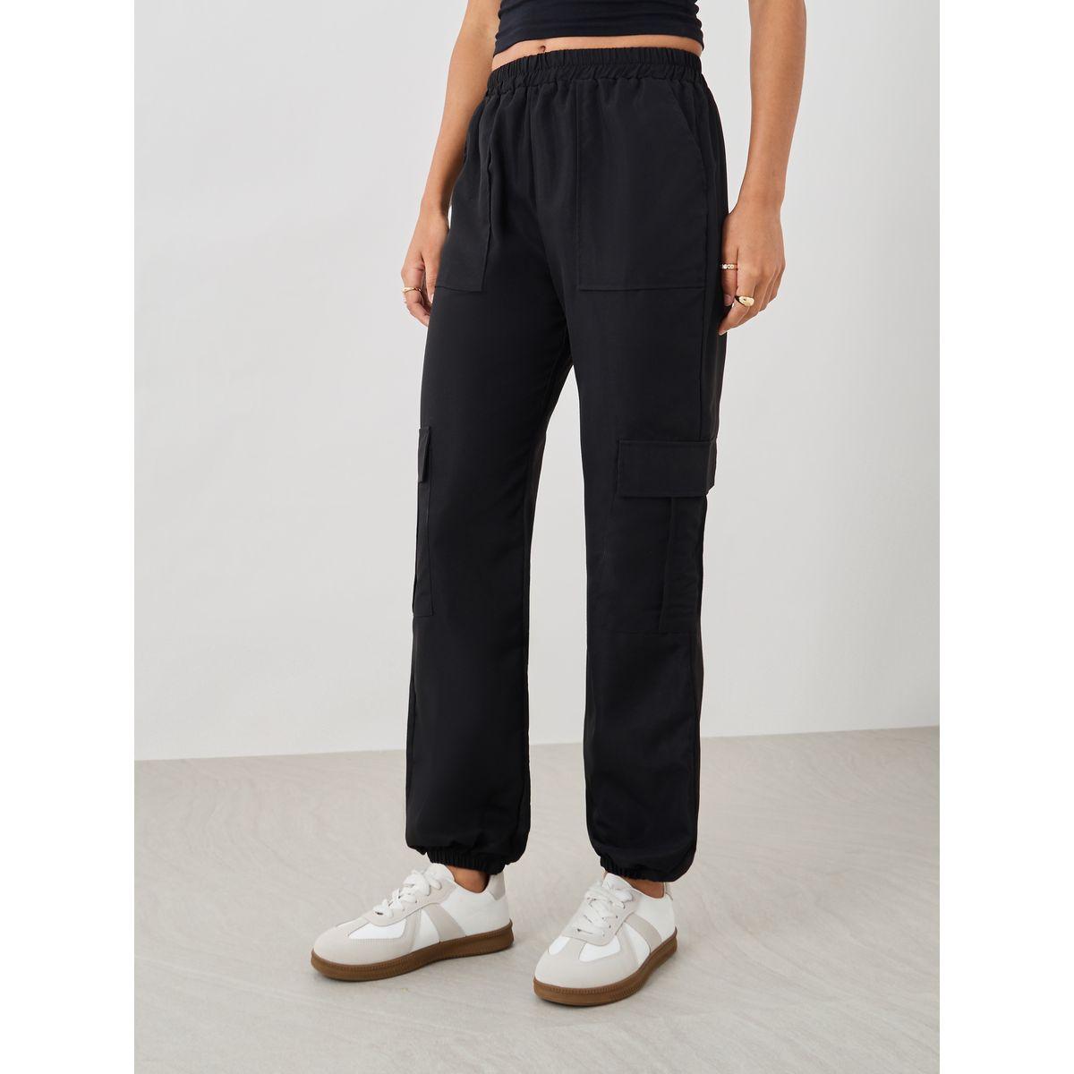 بنطال كارجو سادة بخصر مطاطي-women-clothing-bottoms-trousers-image-3