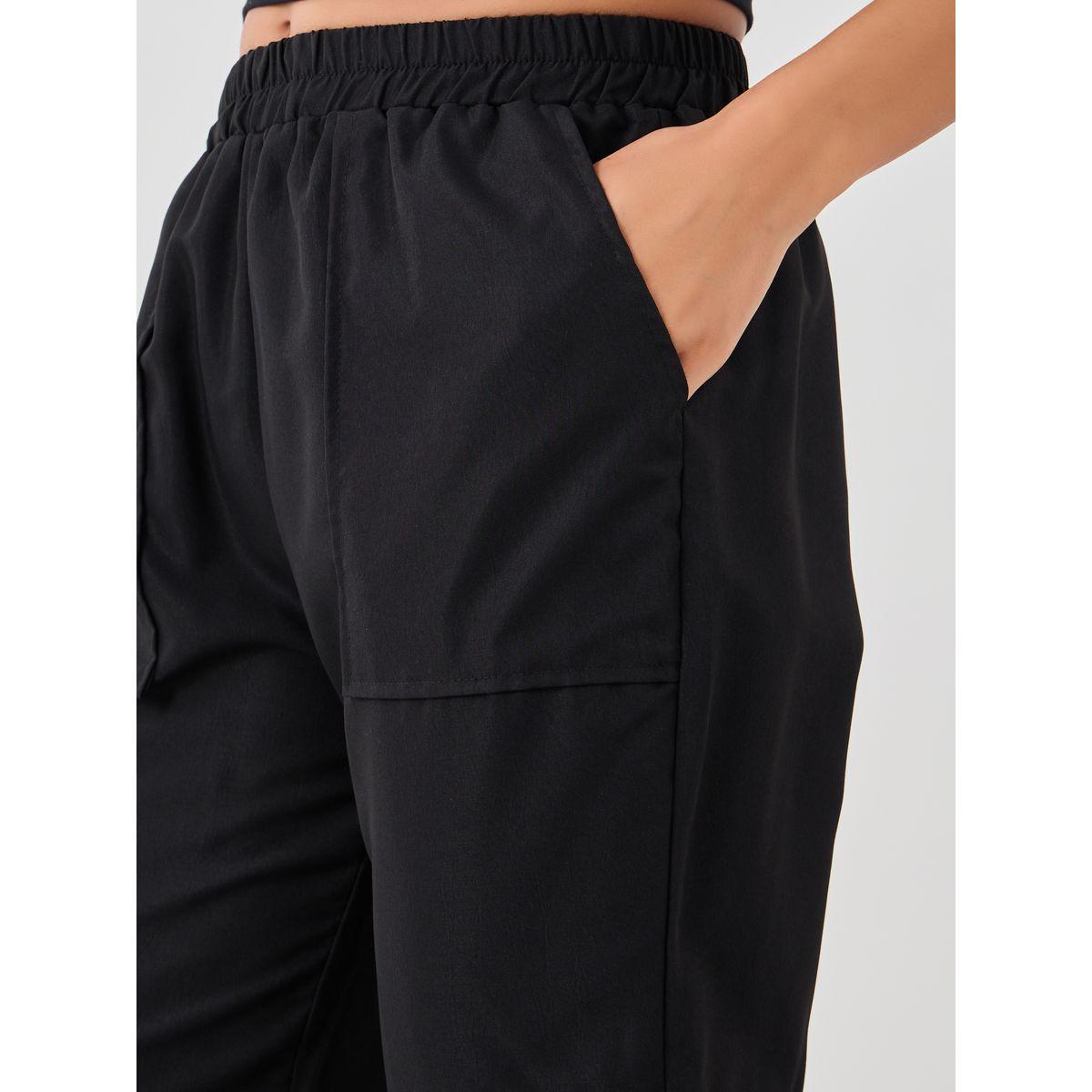 بنطال كارجو سادة بخصر مطاطي-women-clothing-bottoms-trousers-image-4