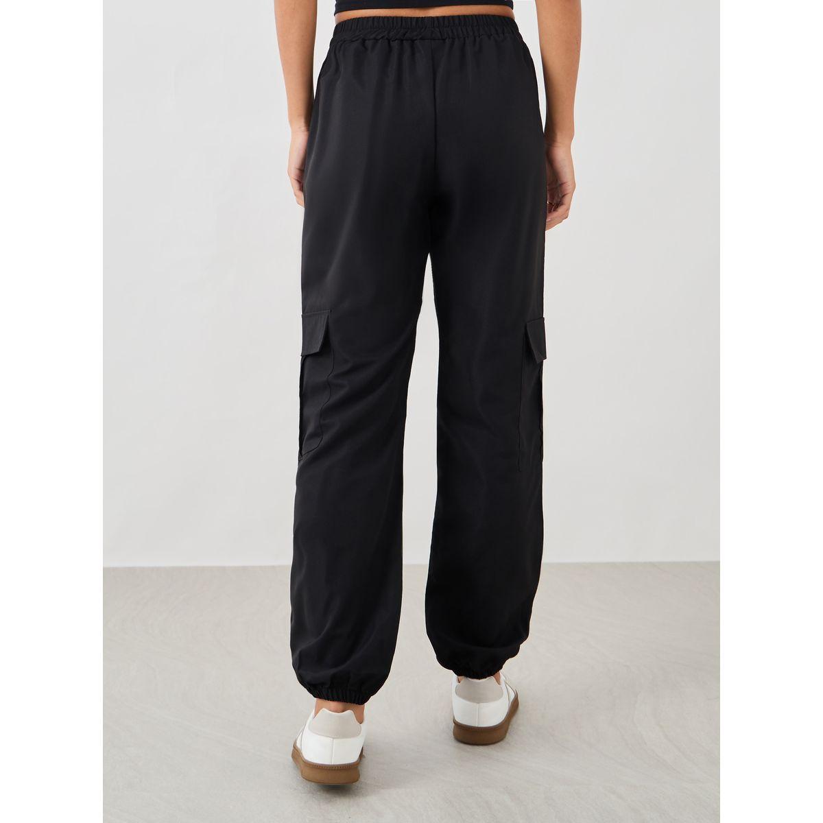بنطال كارجو سادة بخصر مطاطي-women-clothing-bottoms-trousers-image-5