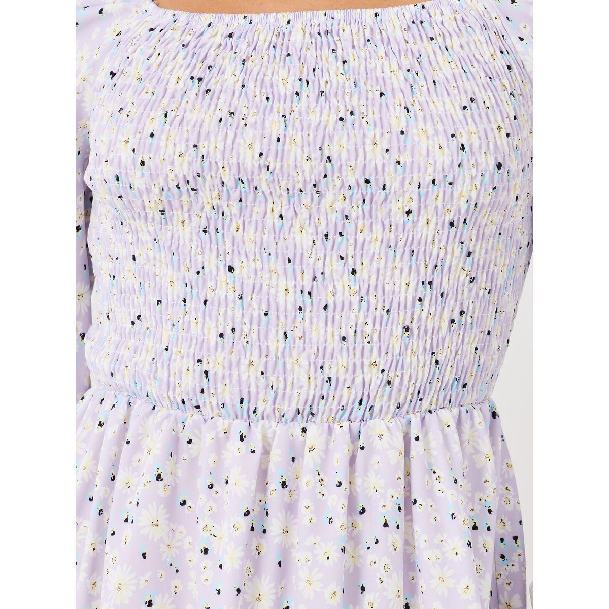 فستان ميدي بحافة واسعة وطبعة زهور-women-clothing-dresses-image-4