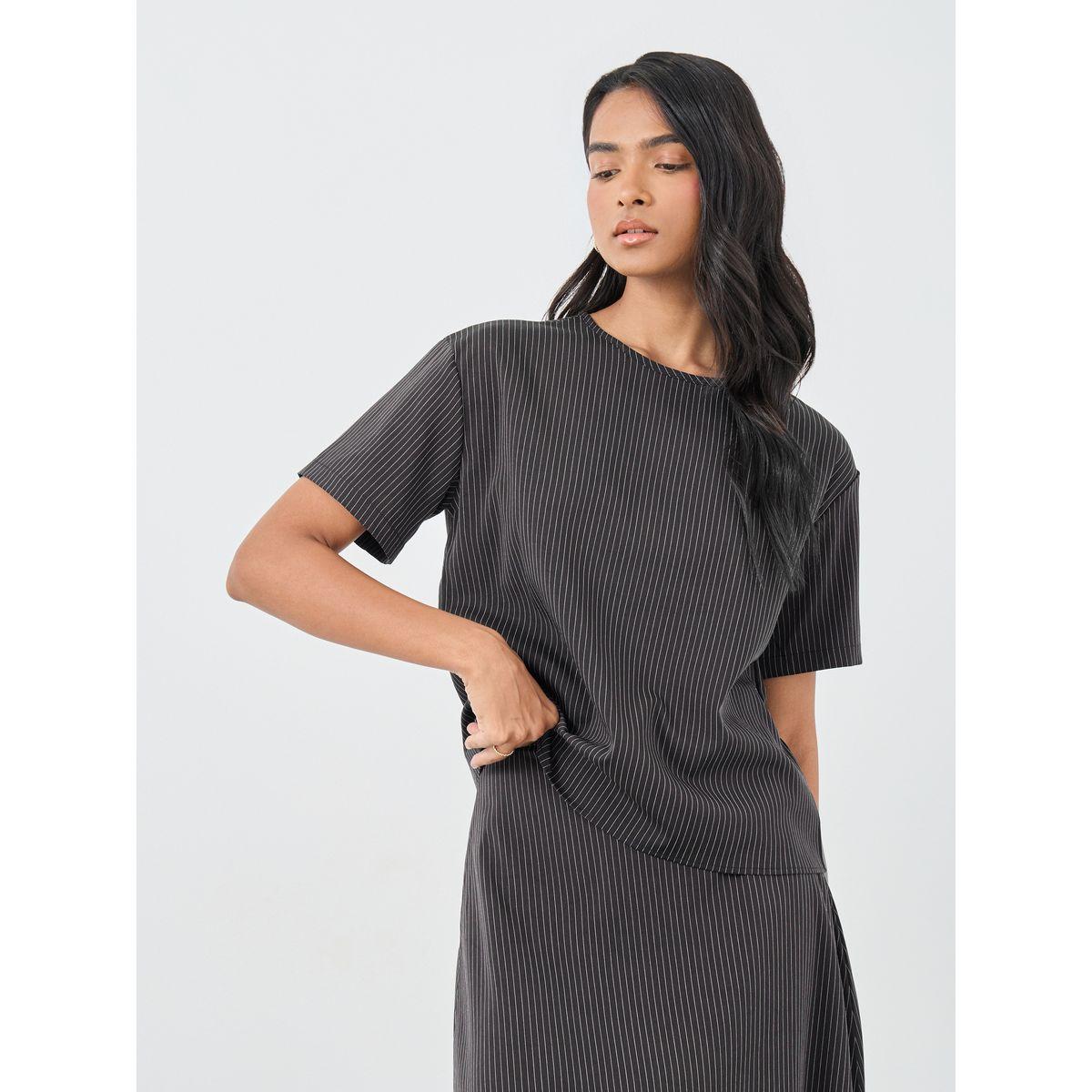 Styli Striped Round Neck Top and Midi Skirt Co-Ords-women-clothing-coordsets-image-3