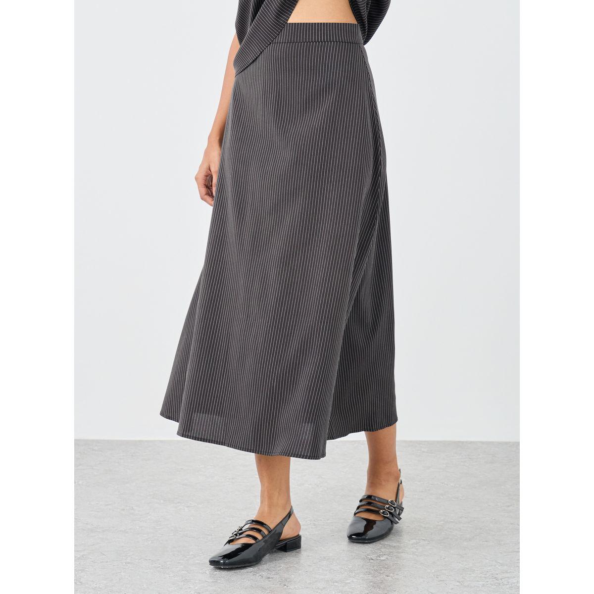 Styli Striped Round Neck Top and Midi Skirt Co-Ords-women-clothing-coordsets-image-5