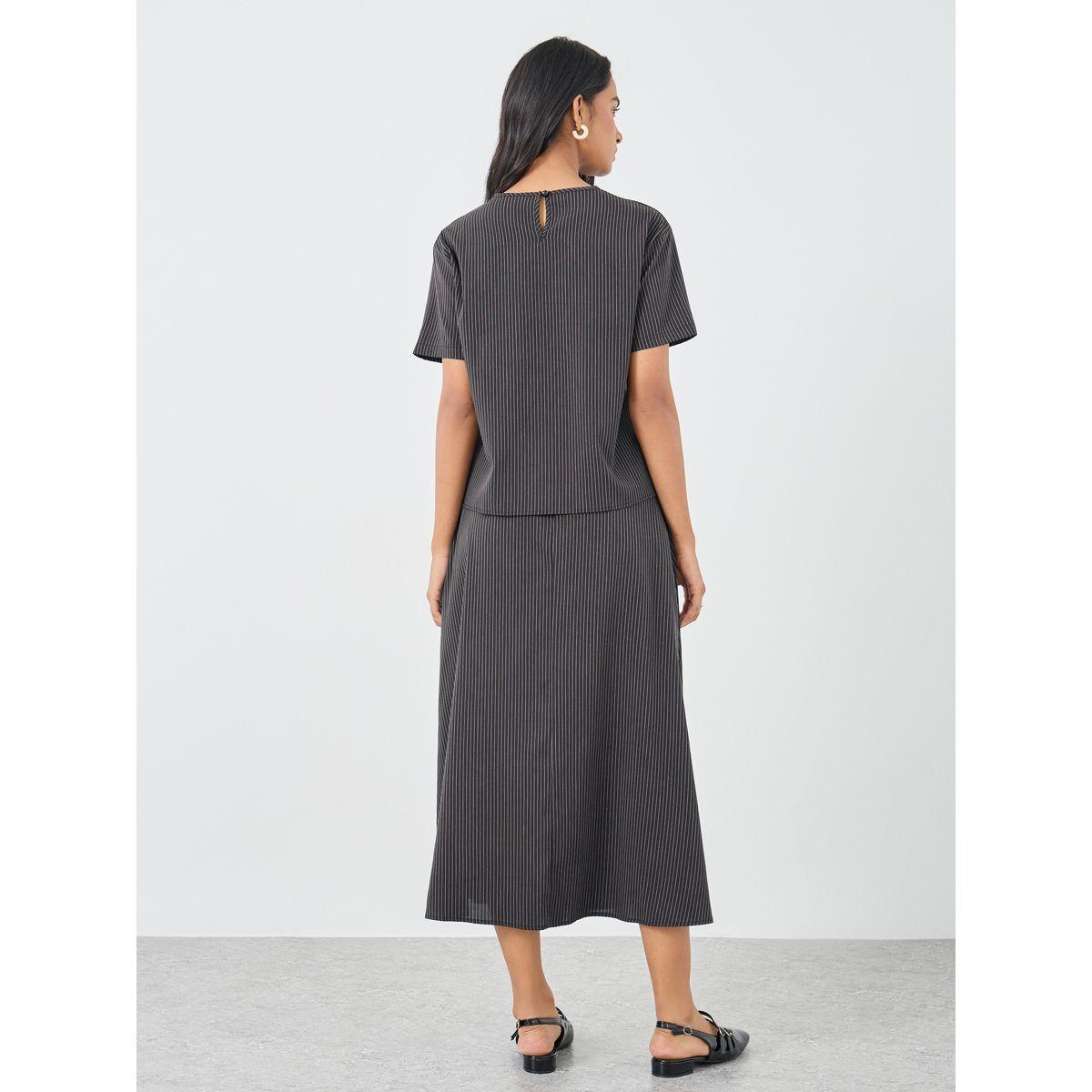 Styli Striped Round Neck Top and Midi Skirt Co-Ords-women-clothing-coordsets-image-6