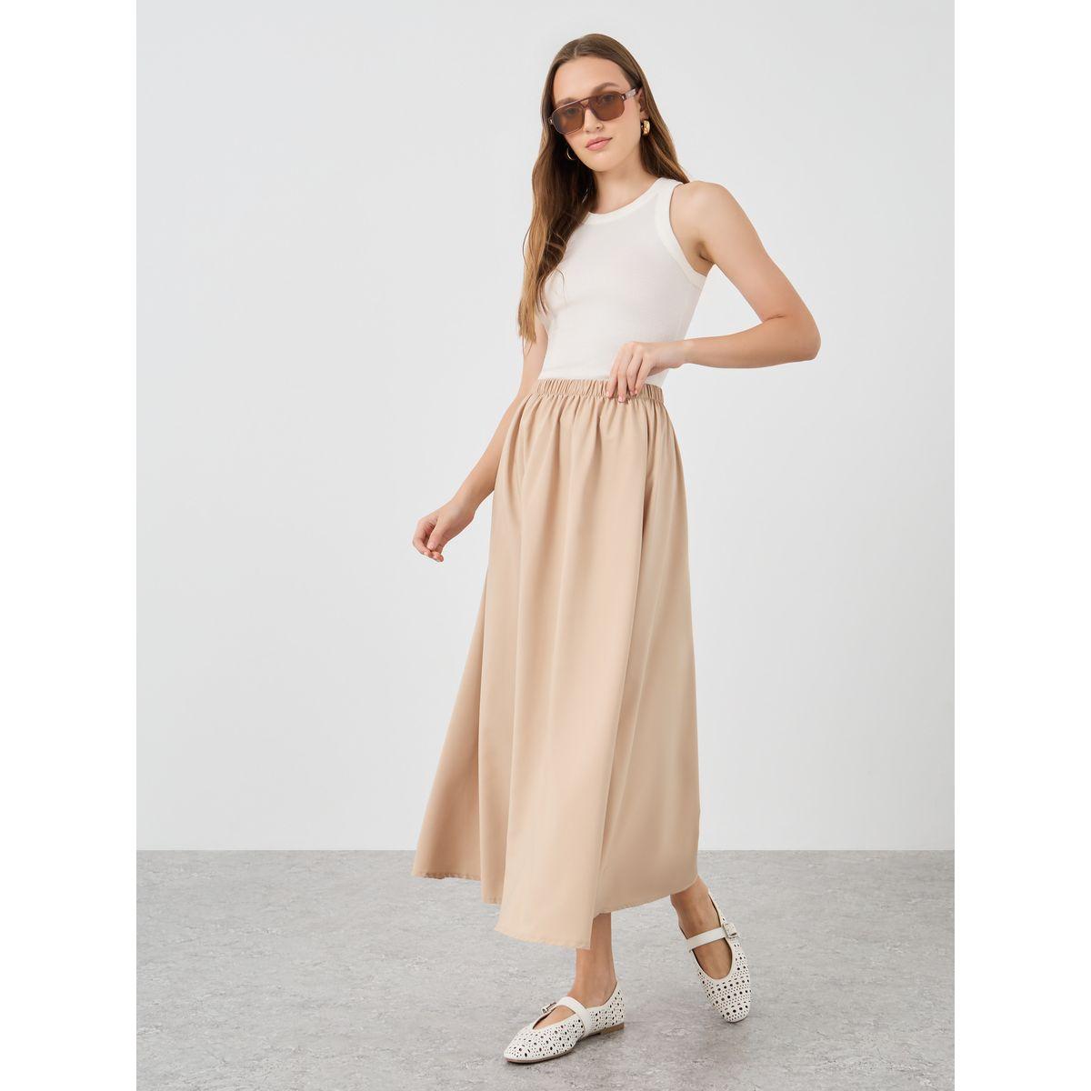 Styli Solid A-Line Midi Skirts-women-clothing-bottoms-skirts-image-1