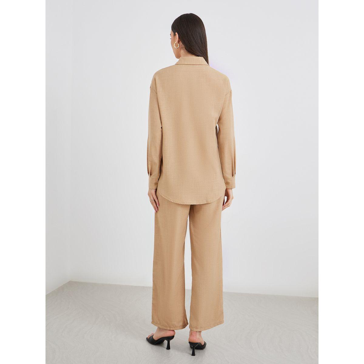 طقم منسق من بنطال وبلوزة بتفاصيل مُطرزة-women-clothing-coordsets-image-7