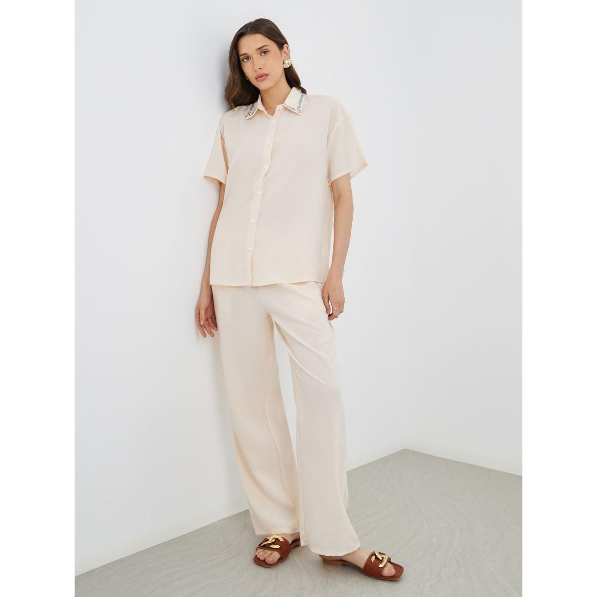 Styli Floral Embroidered Shirts and Pants Co-Ords-women-clothing-coordsets-image-2