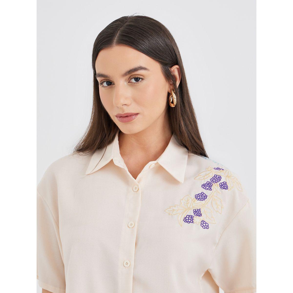 Styli Floral Embroidered Shirt and Pants Co-Ords-women-clothing-coordsets-image-3