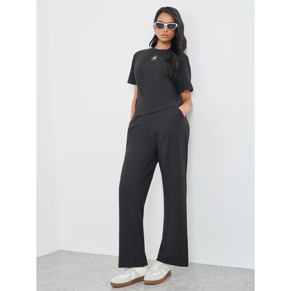 Styli Flower Embroidery Top and Joggers Co-Ords-women-clothing-coordsets-image-1