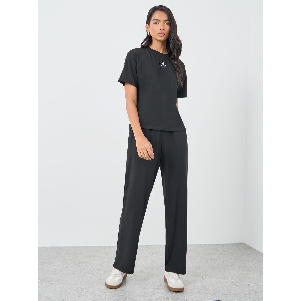 Styli Flower Embroidery Top and Joggers Co-Ords-women-clothing-coordsets-image-2