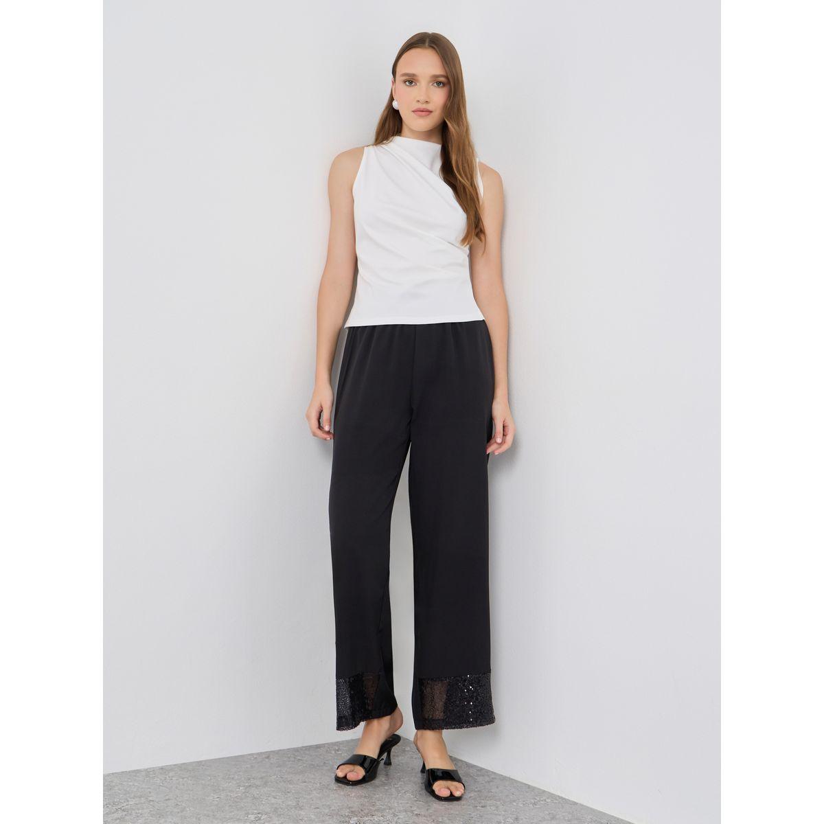 بنطال بأرجل واسعة وحافة منمقة بالترتر-women-clothing-bottoms-trousers-image-1