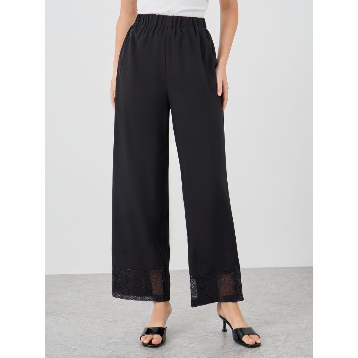 بنطال بأرجل واسعة وحافة منمقة بالترتر-women-clothing-bottoms-trousers-image-2