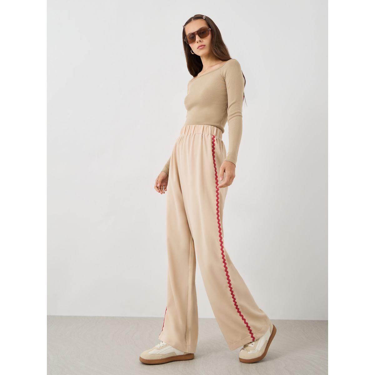 Styli Side Wave Weave Tape Elasticated Waistband Pants-women-clothing-bottoms-trousers-image-1