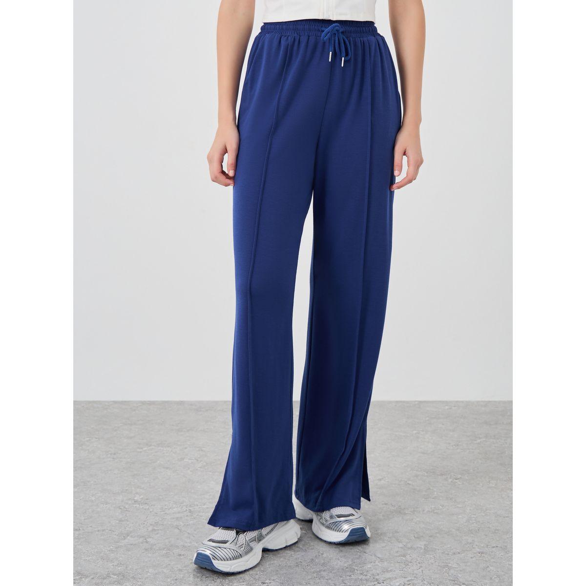 Styli Solid Wide Leg Cropped Split Hem Joggers-women-clothing-bottoms-joggers-image-2