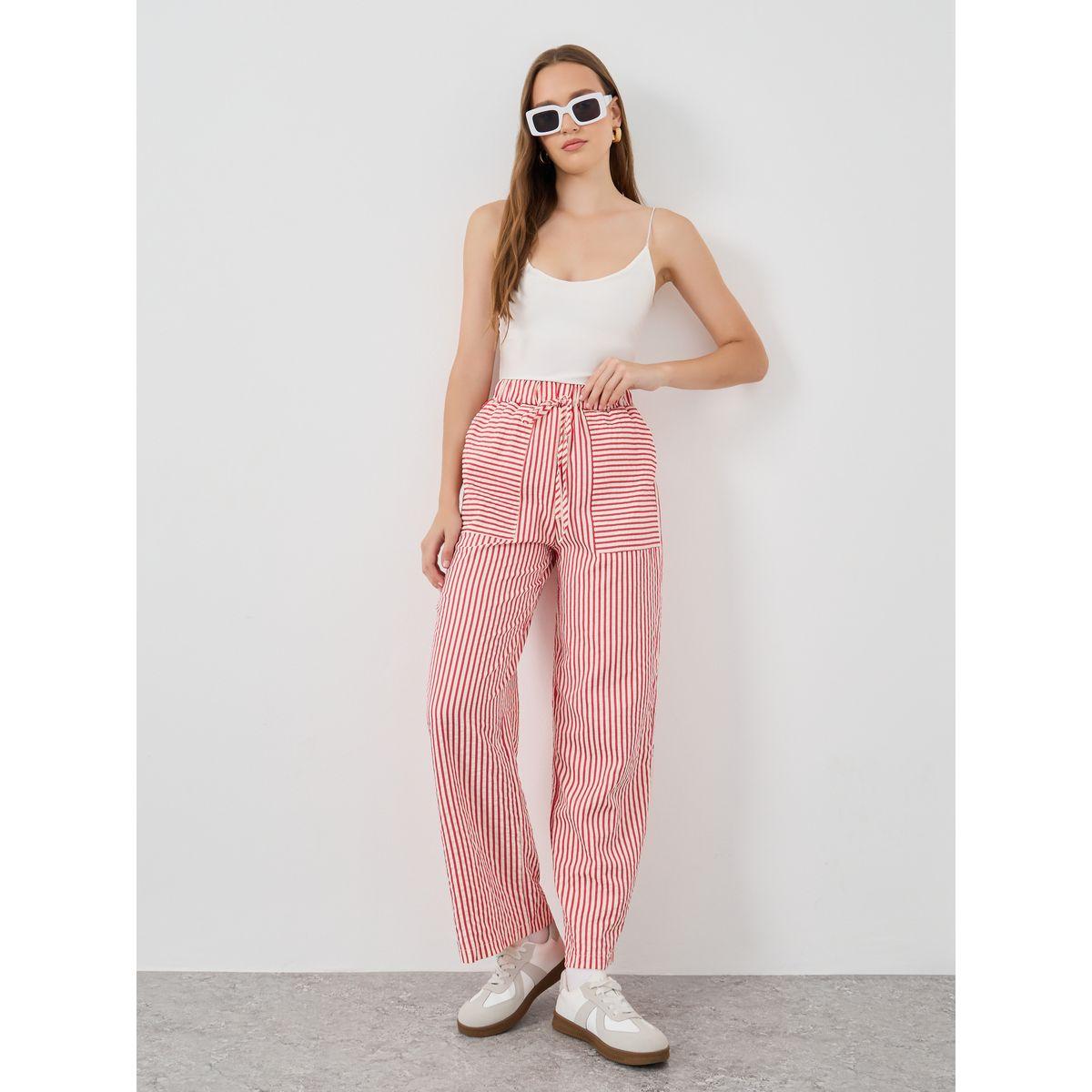 بنطال مخطط بقصة فضفاضة-women-clothing-bottoms-trousers-image-1