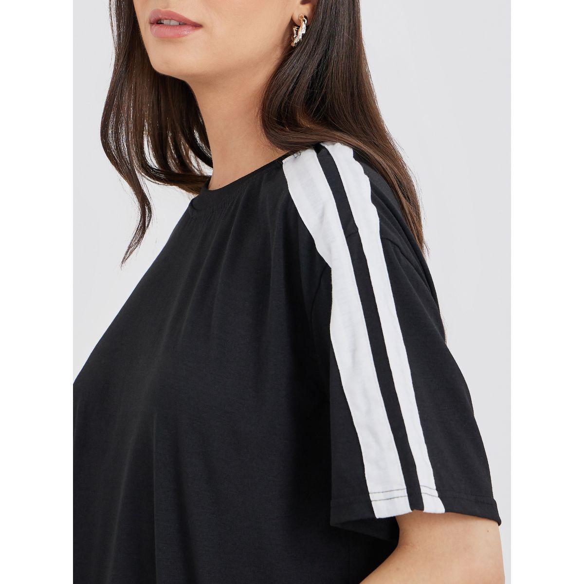 Styli Side Striped Panel Regular T-Shirt and Joggers Co-Ords-women-clothing-coordsets-image-4