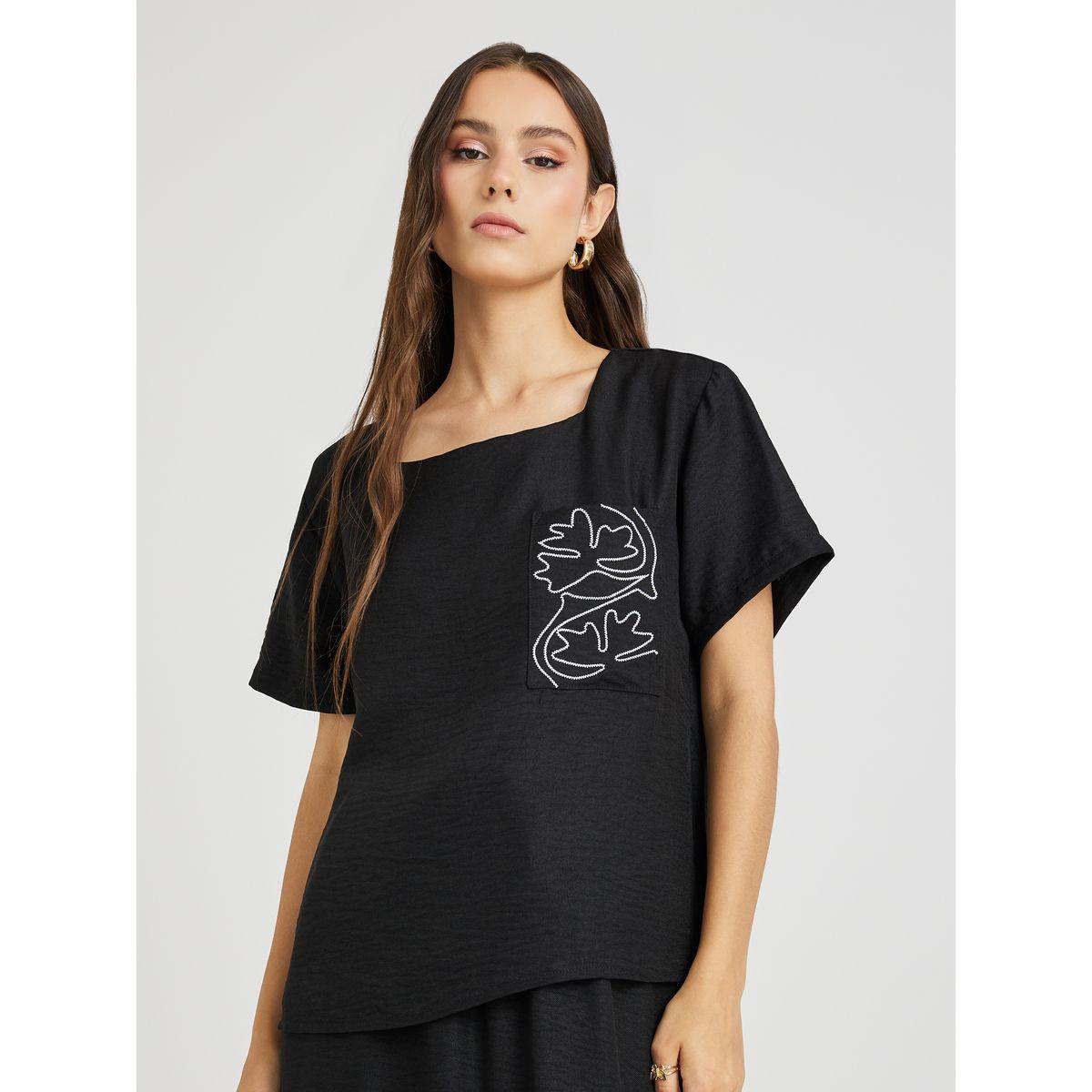 Styli Embroidered Square Neck Top and Drawstring Skirt Co-Ords-women-clothing-coordsets-image-2