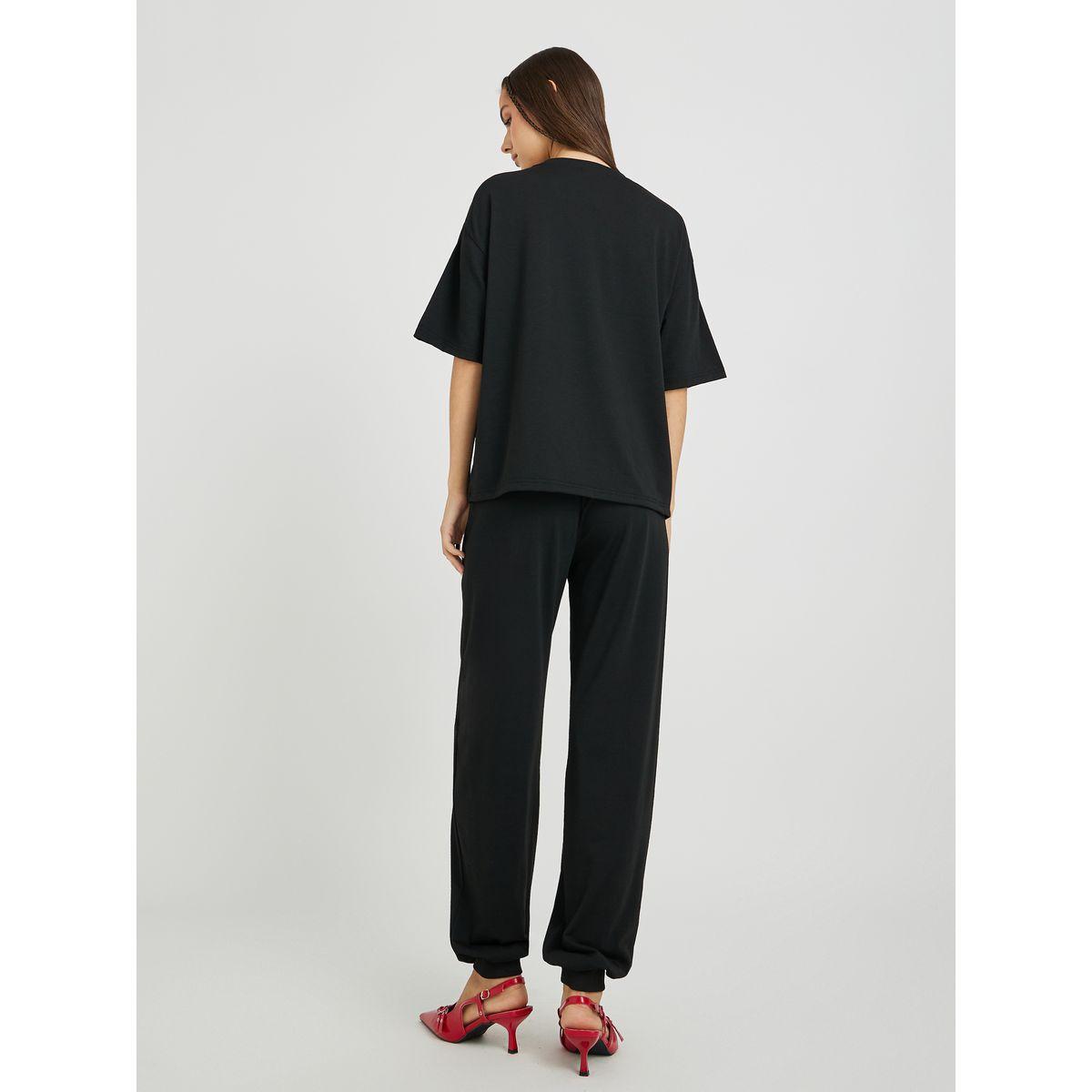 Styli Slogan Print Short Sleeve T-Shirt and Joggers Set-women-clothing-coordsets-image-5