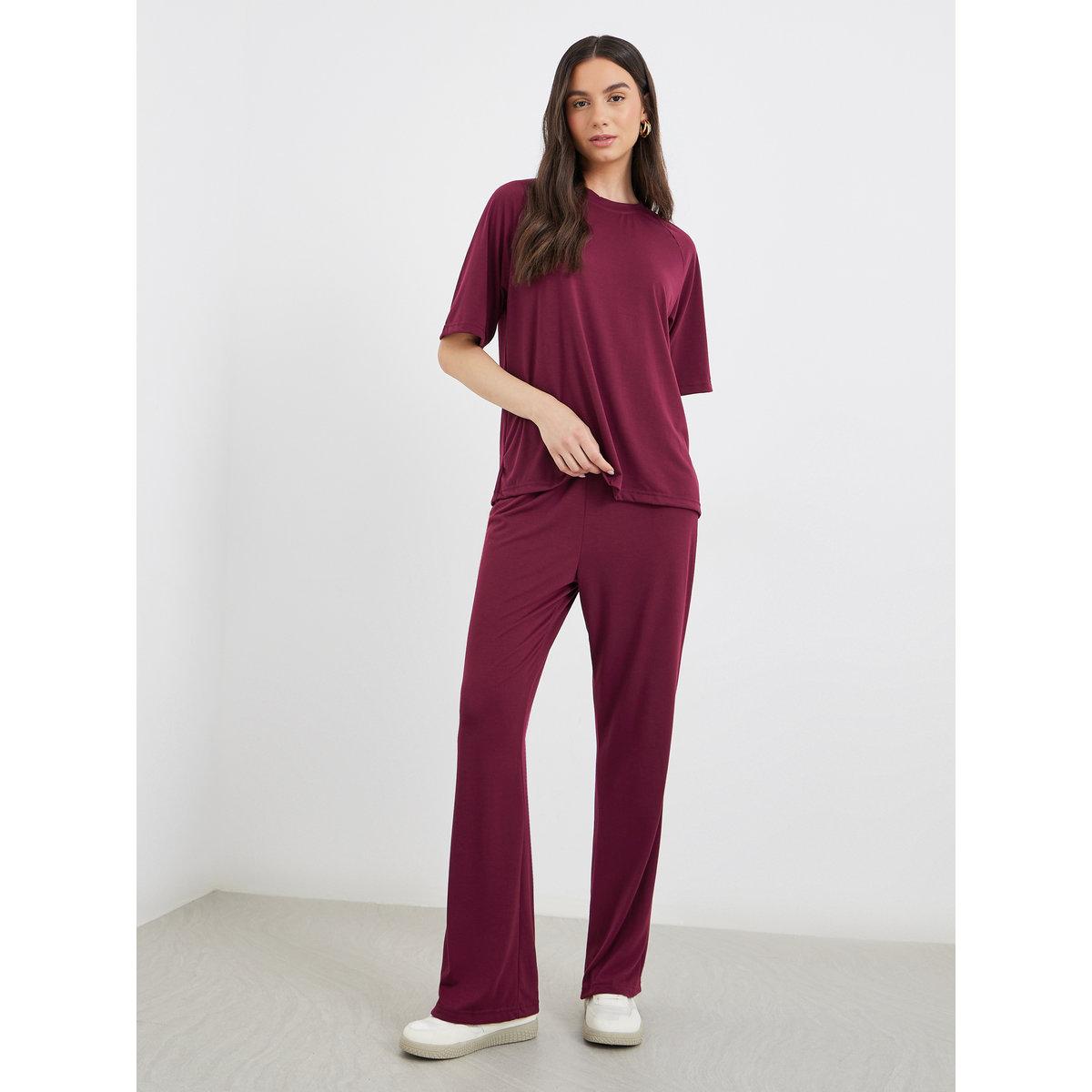 Styli Solid Casual T-Shirt and Pants Co-Ords-women-clothing-coordsets-image-1